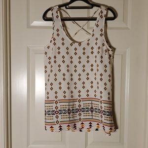 Tribal pattern sleeveless blouse